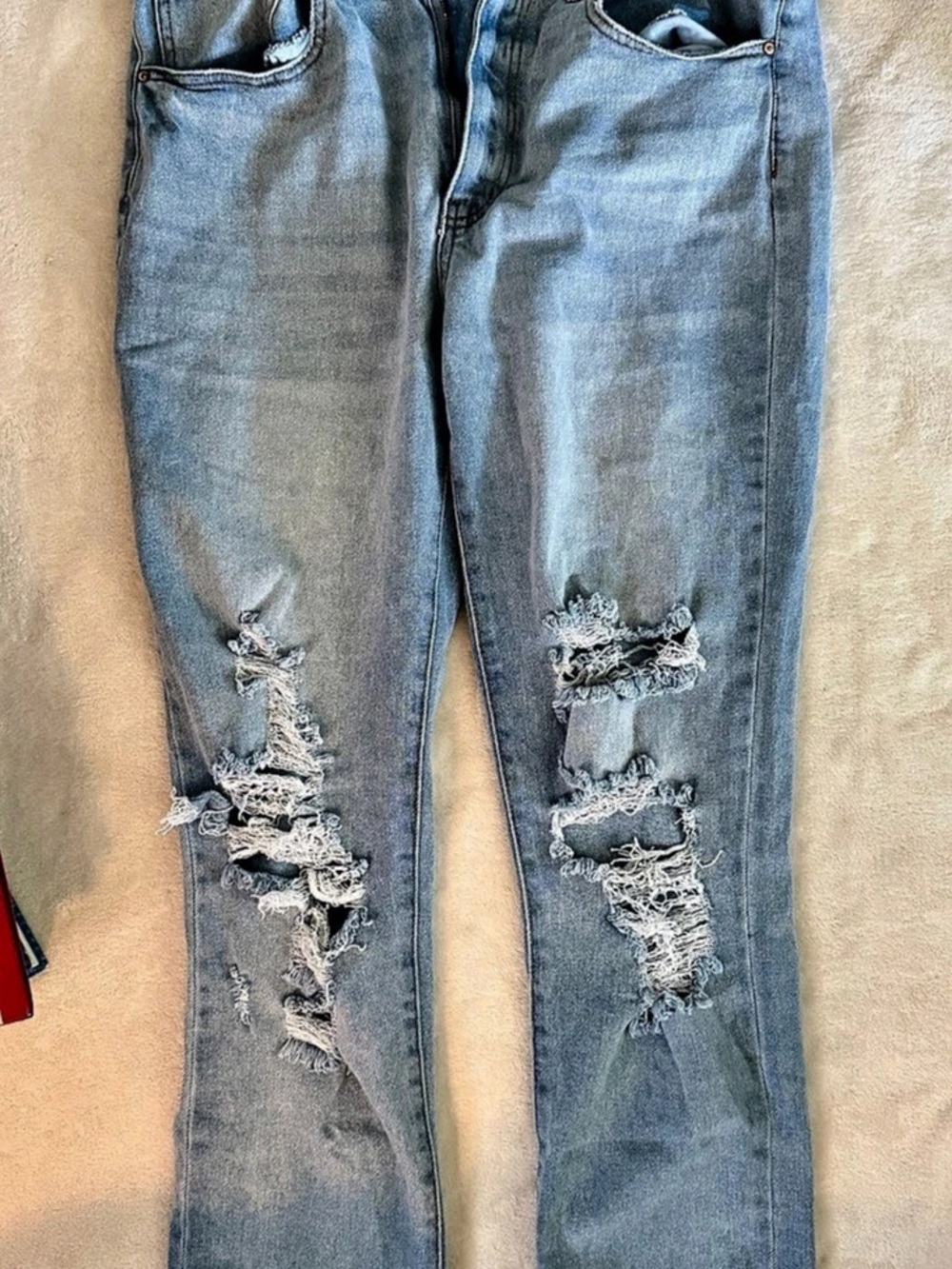 No Boundaries distressed straight leg jeans Blue